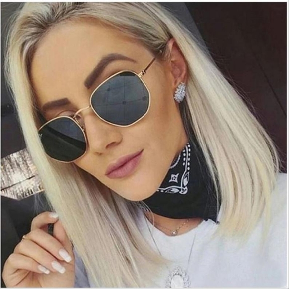 Ray Ban Hexagonal Green Lens Gold Frame RB3548N G15 - Picture 11 of 13